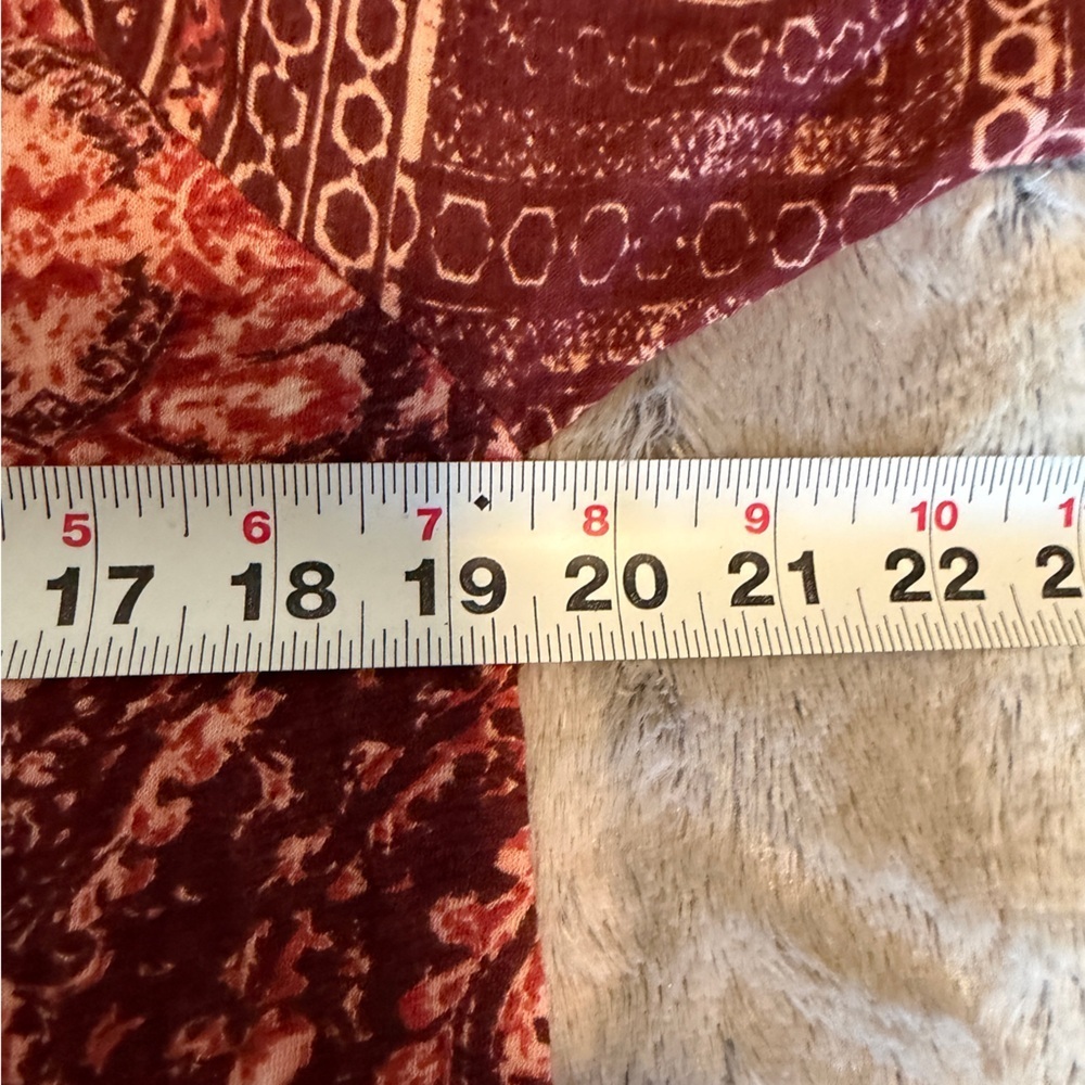 Lucky Brand Boho Peasant Blouse Women’s Size M Long Sleeve Burgundy Printed Top - Picture 9 of 11